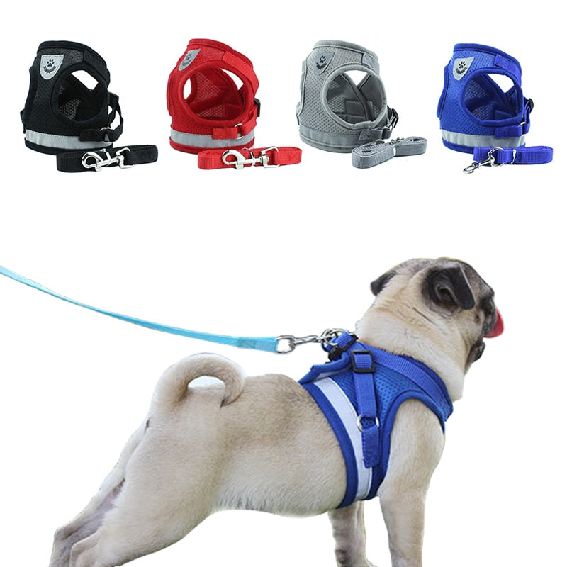 Dog Harness Vest Reflective Walking Lead